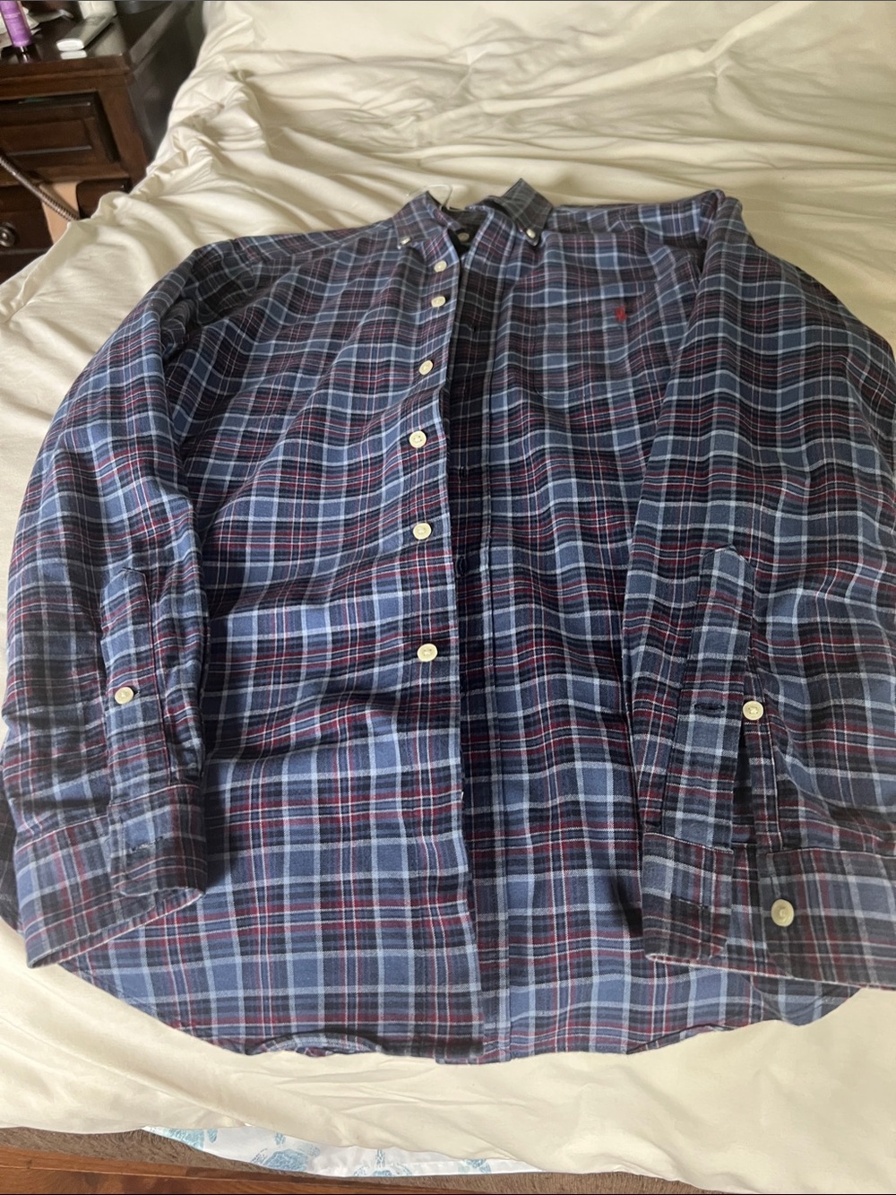 Ralph Lauren Navy, Light Blue & Red Plaid Button-Down Shirt